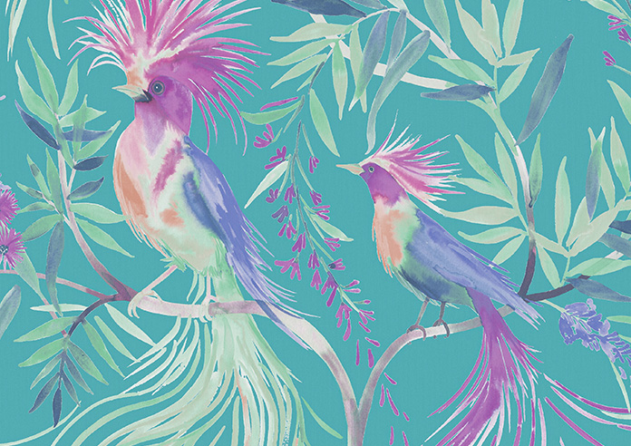 Birds of Paradise, Teal - Twist&Fit Roller Blind - Image 6